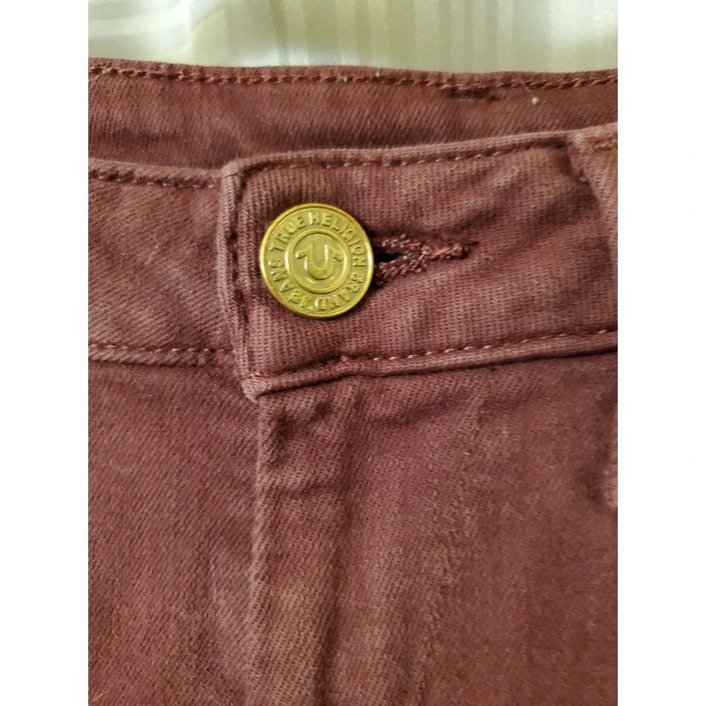 True Religion Jeans Womens 28 Maroon‎ Halle Mid Rise Super Skinny